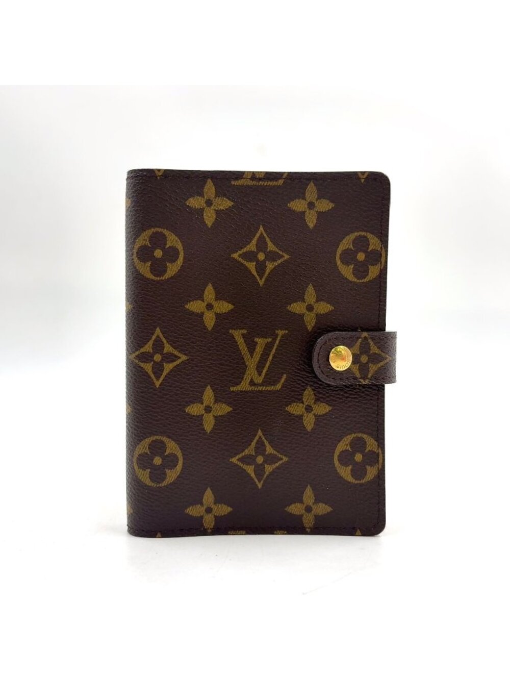 Louis Vuitton Agenda PM Monogram Leather Brown Pocket Bookcover Gold